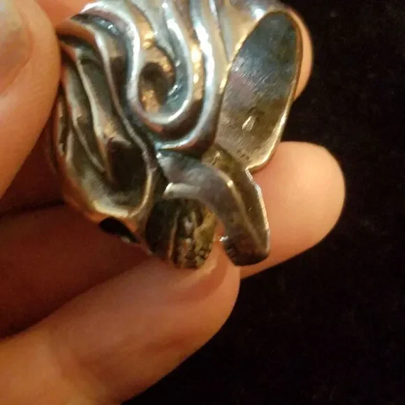 Big Skull Ring, Vintage Sterling Silver, Punk Rock Star, Goth Biker Rockabilly